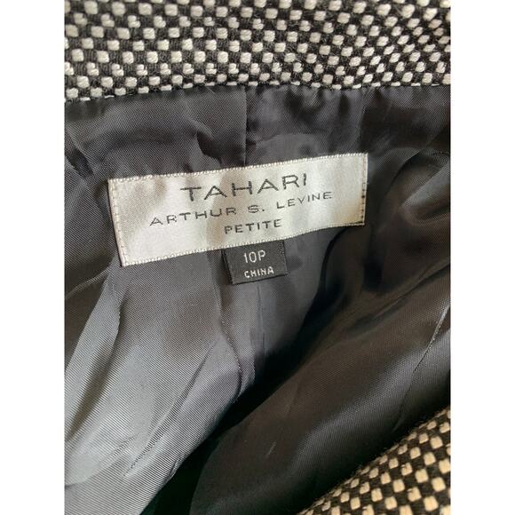 Tahari Women's Houndstooth Blazer Jacket Long Sleeve Black/White Size 10 Petite - Picture 3 of 4
